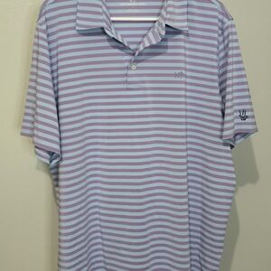 Southern Tide Polo Shirt Mens XL Purple Blue Striped Golf Beach